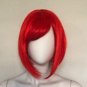Bright Red A-line Bob Wig with Bangs